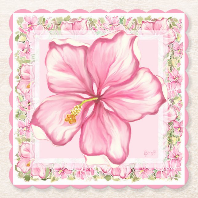 Porta-copo De Papel Hibiscus & Lace PINK (Frente)