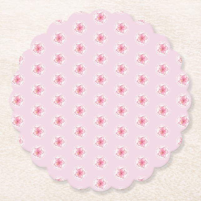 Porta-copo De Papel Hibiscus & Lace PINK (Frente)