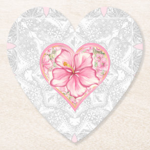 Porta-copo De Papel Hibiscus & Lace PINK