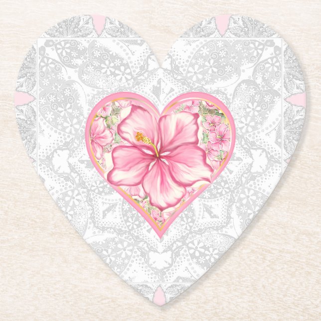 Porta-copo De Papel Hibiscus & Lace PINK (Frente)