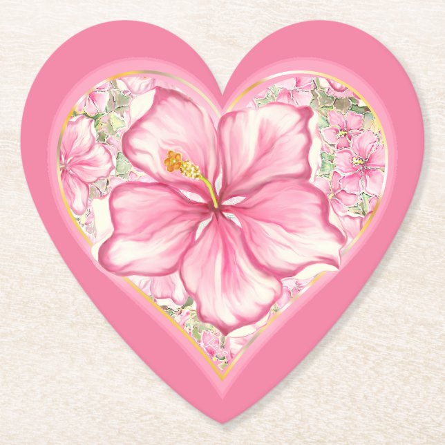 Porta-copo De Papel Hibiscus & Lace PINK (Frente)