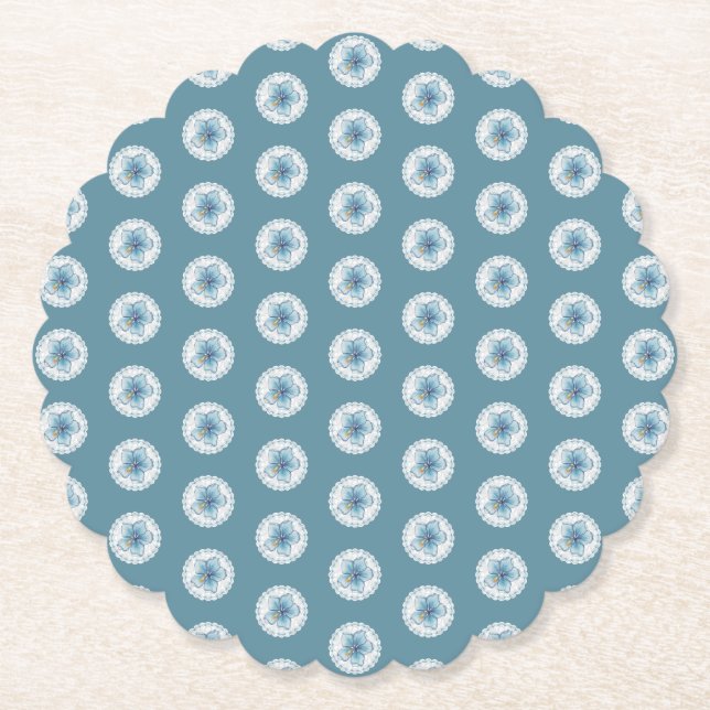 Porta-copo De Papel Hibiscus & lace TURQUOISE (Frente)