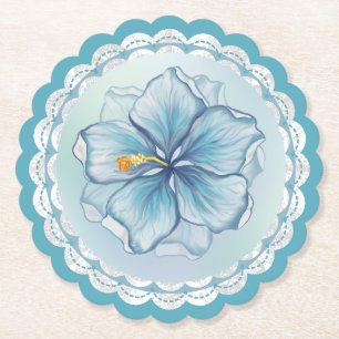 Porta-copo De Papel Hibiscus & lace TURQUOISE