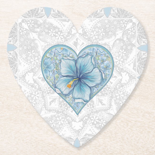 Porta-copo De Papel Hibiscus & lace TURQUOISE (Frente)