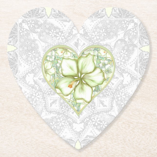 Porta-copo De Papel Hibiscus & lace WHITE (Frente)