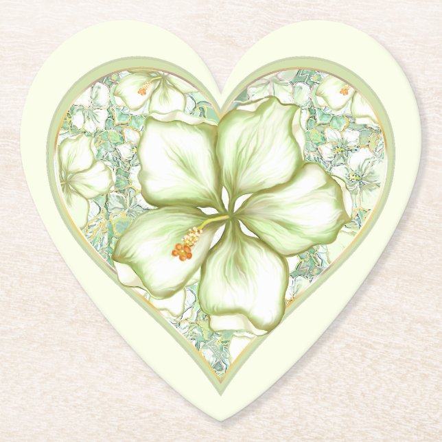 Porta-copo De Papel Hibiscus & lace WHITE (Frente)