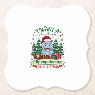 Porta-copo De Papel Hipopótamo Natal Hipopótamo Chapéu de Papai Noel Á