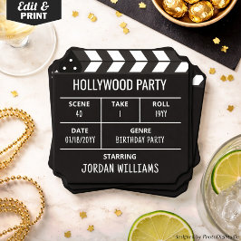 Porta-copo De Papel Hollywood Party Coasters, Custom Clapperboard 