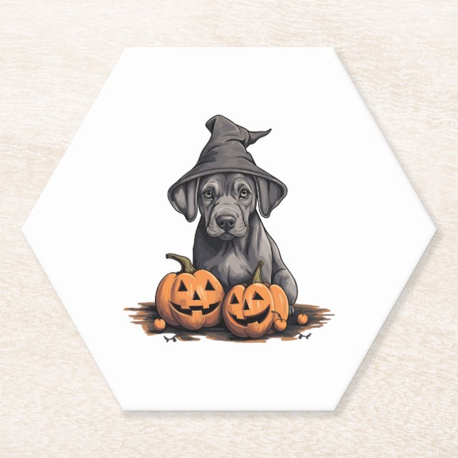 Porta-copo De Papel Homem de Bruxa de Halloween, Pumpkin Cachorro Gran (Frente)