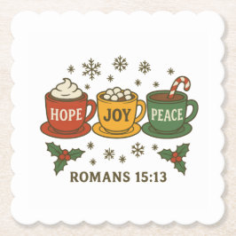 Porta-copo De Papel Hope joy Peace and Cocoa