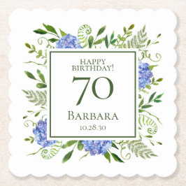 Porta-copo De Papel Hortênsias Azuis para 70º Aniversário