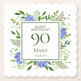 Porta-copo De Papel Hortênsias Azuis para 90º Aniversário