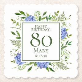 Porta-copo De Papel Hortênsias Azuis para o 80º Aniversário