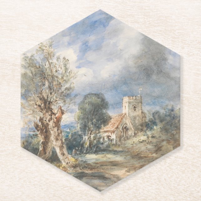 Porta-copo De Papel Igreja Stoke Poges (1834) John Constable (Frente)