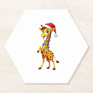 Porta-copo De Papel Iluminação de Natal Girafa Funny Santa Girafa Nata