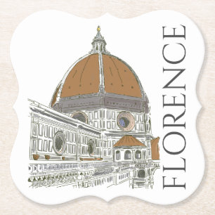 Porta-copo De Papel Ilustração da Caneta e Tinta Itália Duomo Flore