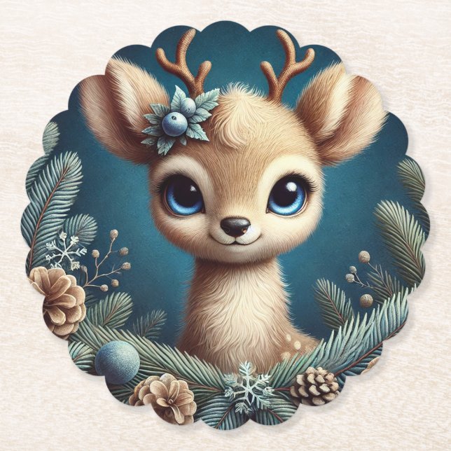 Porta-copo De Papel Ilustração de Fawn Fofa (Frente)