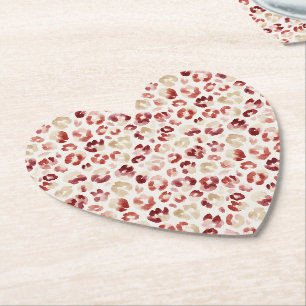 Porta-copo De Papel Impressão Animal Leopardo Creme Vermelho
