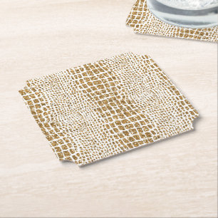 Porta-copo De Papel Impressão de Alligador Glitter Dourado