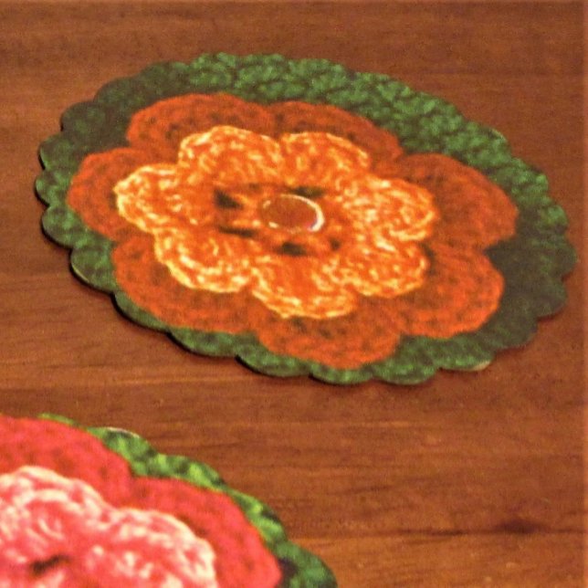 Porta-copo De Papel Impressão de Crochet Designer de Flor Laranja Reut (Criador carregado)