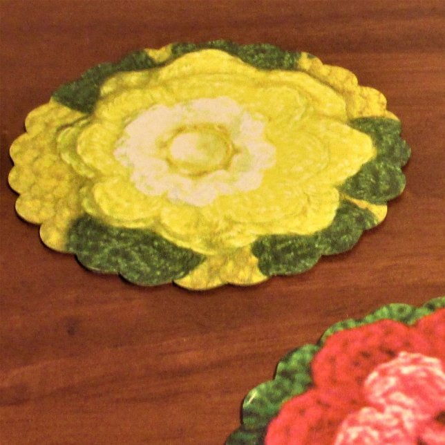 Porta-copo De Papel Impressão de Crochet do Designer de Flor Amarelo R (Criador carregado)