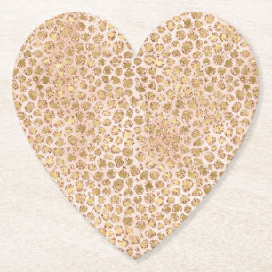 Porta-copo De Papel Impressão Dourada de Pêssego Leopardo com Brilho