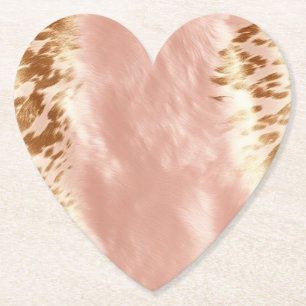 Porta-copo De Papel Impressão em animais de vaca rosa-claro