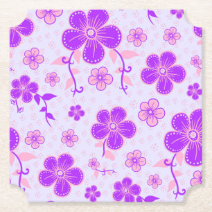 Porta-copo De Papel Impressão Floral bonito Roxo e Rosa na Lavanda