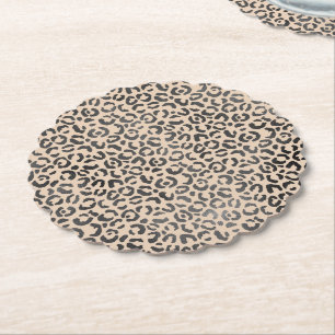 Porta-copo De Papel Impressão Leopardo Preto e Creme