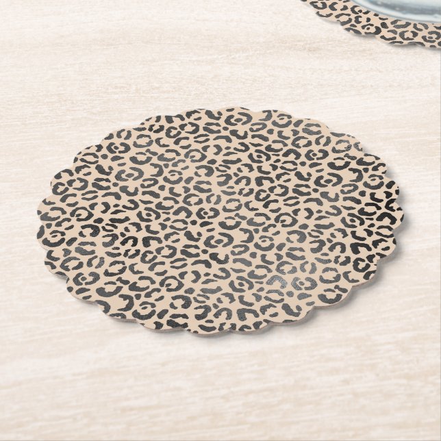 Porta-copo De Papel Impressão Leopardo Preto e Creme (Angular)