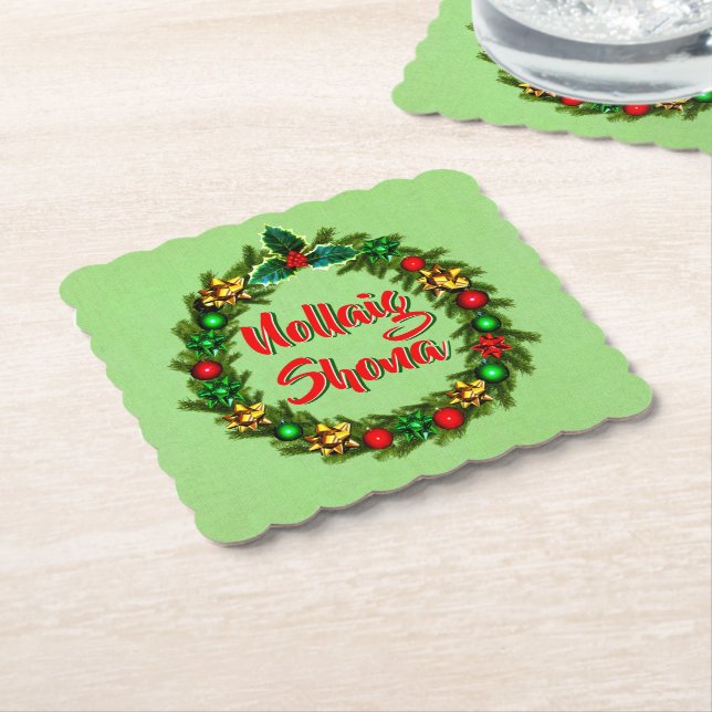 Porta-copo De Papel Irlandês Nollaig Shona Merry Christmas (Angular)