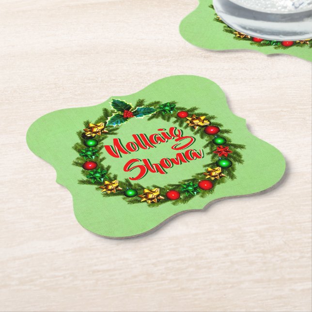 Porta-copo De Papel Irlandês Nollaig Shona Merry Christmas (Angular)