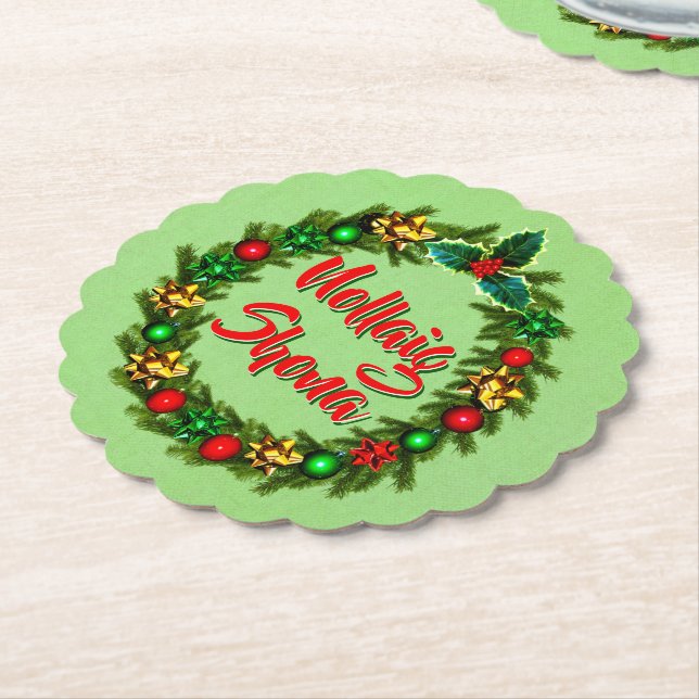 Porta-copo De Papel Irlandês Nollaig Shona Merry Christmas (Angular)