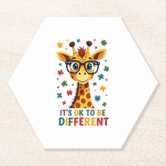 Porta-copo De Papel It's Ok To Be Different Giraffe Autism Awareness B