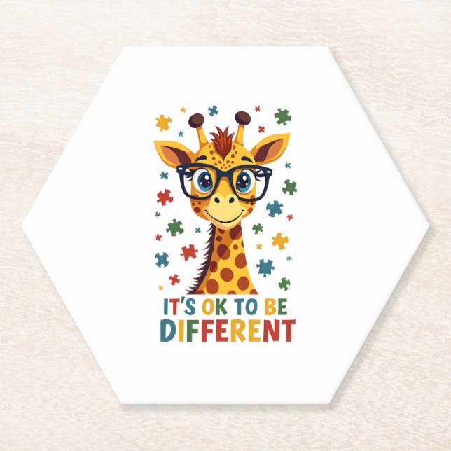 Porta-copo De Papel It's Ok To Be Different Giraffe Autism Awareness B (Frente)