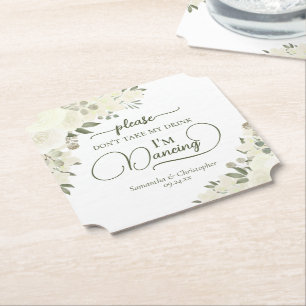Porta-copo De Papel Ivory White Floral Não leve meu casamento de bebid