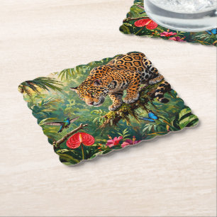 Porta-copo De Papel Jaguar Floresta Tropical Beija-flores Borboletas F