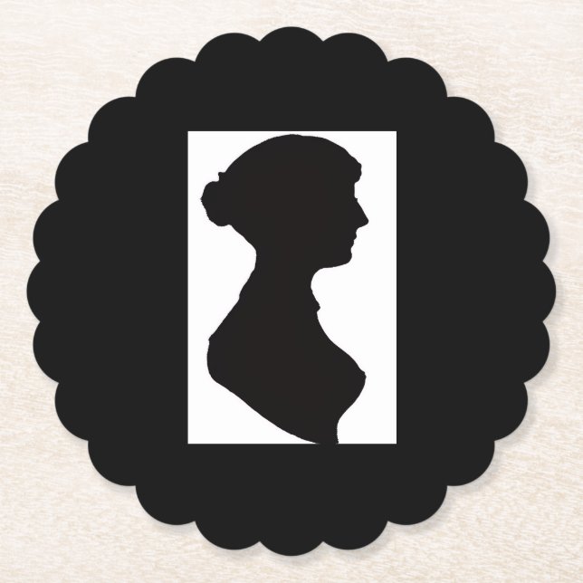 Porta-copo De Papel Jane Austen's Silhouette on Black (Frente)