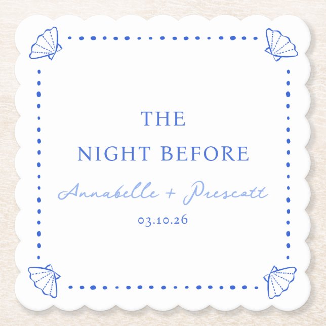 Porta-copo De Papel Jantar de Rehearsal Personalizado Azul Costeira Ch (Frente)