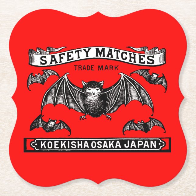 Porta-copo De Papel Japonês Safety Match Art Bats (Frente)
