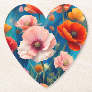 Porta-copo De Papel Jardim de Flores de Papoula Multicoloridas-47569