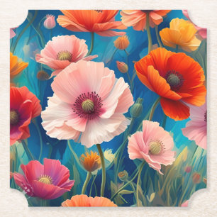Porta-copo De Papel Jardim de Flores Papoula Multicolorida-47569