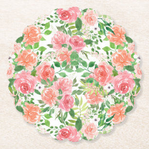 Porta-copo De Papel Jardim rosa de aquarela