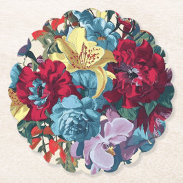 Porta-copo De Papel Jardim vibrante floresce flores coloridas da safra