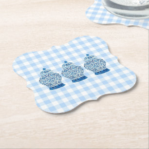 Porta-copo De Papel Jars de gengibre azul e branco