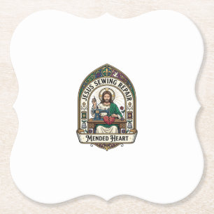 Porta-copo De Papel Jesus Reparos de Costura Coração Remendado Jesus R