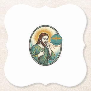 Porta-copo De Papel Jesus Tossindo Nota de Voz de Áudio de Mensagem de