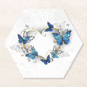 Porta-copo De Papel Jewelry Heart with Butterflies Morpho