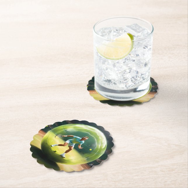 Porta-copo De Papel Jogador De Bola De tênis No Tribunal, (Insitu)