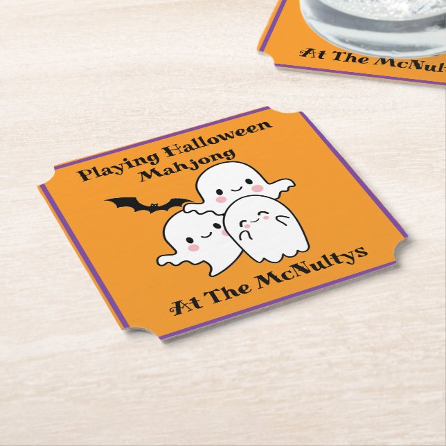 Porta-copo De Papel Jogando Mahjong de Halloween Personalizar NOME (Angular)